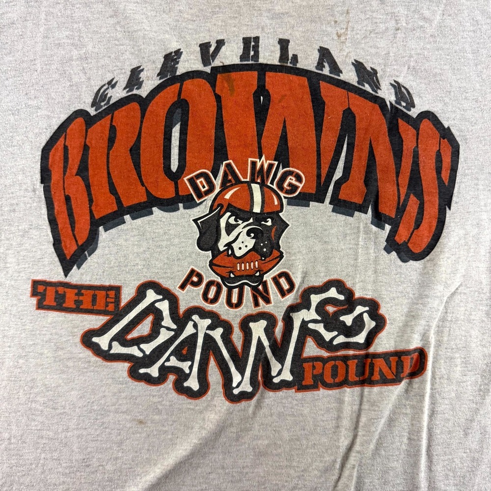 Logo Athletic T-Shirt Mens Large Gray Cleveland Browns Dawg Pound Vintage 90s - Picture 4 of 11